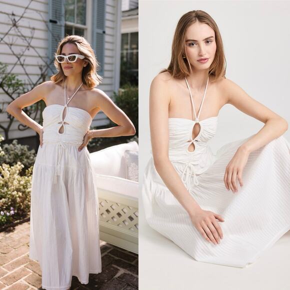 NWT Ulla Johnson Emmaline Midi Dress White Tiered Keyhole Beach Vacay Size 8 - Picture 1 of 16